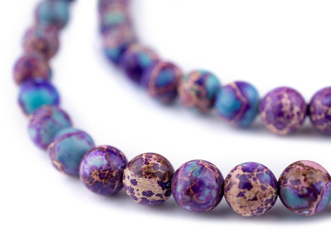 The Bead Chest Galaxy Sea Sediment Jasper Beads (8mm): Organic Gemstone Round Spherical Energy Stone Healing Power Crystal for Jewelry Bracelet Mala Necklace Making